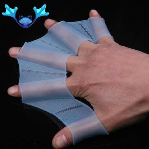 High quality Silicone Hand Swimming Fins Flippers Swim Palm Finger Webbed Gloves Paddle S M L ► Photo 1/5