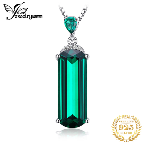 Jpalace Simulated Nano Emerald Pendant Necklace 925 Sterling Silver Gemstones Choker Statement Necklace Women No Chain ► Photo 1/6