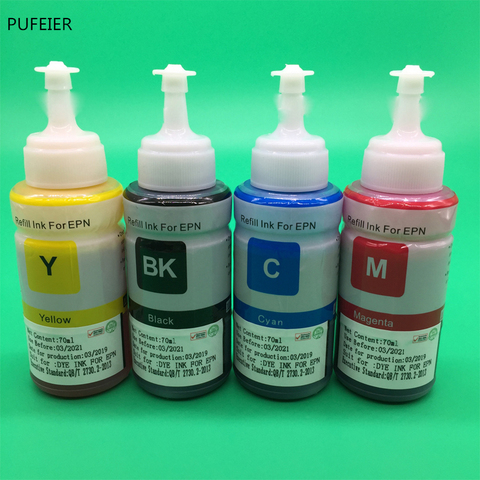 4PCS x 70ML T6721-T6724 Refill Dye Based Ink For Epson L100 L200 L655 L605 L1455 L380 L385 L383 L485 L101 L111 L130 L201 L211 ► Photo 1/1