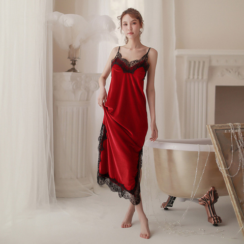 Nightgown Autumn V-Neck Nightdress Women Sleepwear Velvet Nightwear Home Dressing Gown Long Gowns Intimate Lingerie Negligee ► Photo 1/6