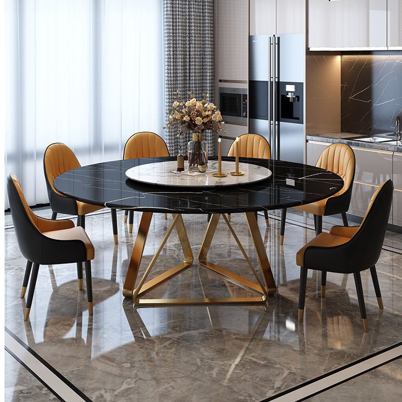 Luxury Marble Round Dining Table, Marble Kitchen Table And Chairs Set