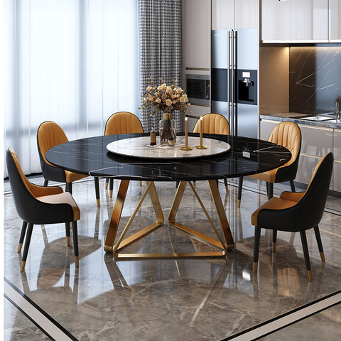 Luxury Marble Round Dining, Modern Round Dining Table 4 Chairs