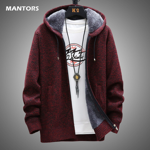 Men's Sweater Cardigan Winter Wool Liner Hooded Sweaters Thick Warm Knitted Men Slim Sweater Coat 2022 Mens Jacket Clothing XXXL ► Photo 1/6