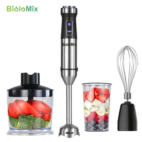 4-in-1 Stainless Steel 1100W Immersion Hand Stick Blender Mixer Vegetable Meat Grinder 500ml Chopper Whisk 800ml Smoothie Cup ► Photo 1/6