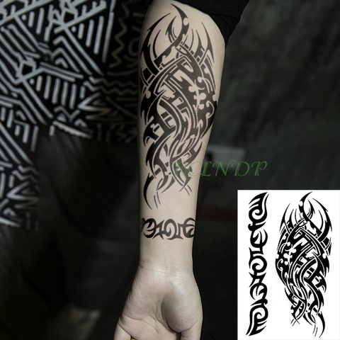 Men Black Totem Arm Tattoo Sticker Waterproof Temporary Tattoo Forearm  Tattoo