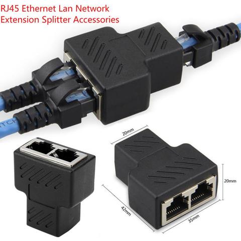 1 To 2 Ways RJ45 LAN Ethernet Network Cable Female Splitter Connector Adapter For Laptop Docking Stations Networking Extension ► Photo 1/6