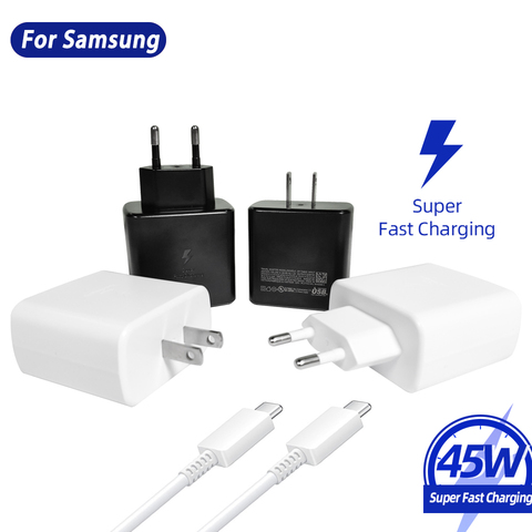 Original For Samsung 45W Surper Fast Charger Pd Quick Charge Adapter TypeC For Galaxy S20 Ultra S20Plus Note 10+ A90 A80 Tab S7+ ► Photo 1/6