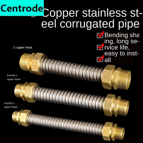 304 stainless steel central air conditioning bellows 1/2IN 3/4IN 1 inch double outer wire copper head metal hose DN15 20 25 ► Photo 1/1