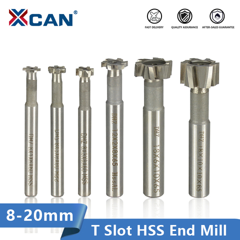 XCAN T Slot Milling Cutter 8 10 12 14 18 20mm HSS End Mill For Metal Milling Straight Shank CNC Router Bit ► Photo 1/5