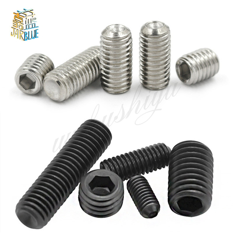 50Pcs M2.5 M3.5 M3.5 M4 M5 M6 Din916 304 Black Stainless Steel 12.9 Hexagonal Hexagonal Steel Allen Grub Point Screw Bolts ► Photo 1/2