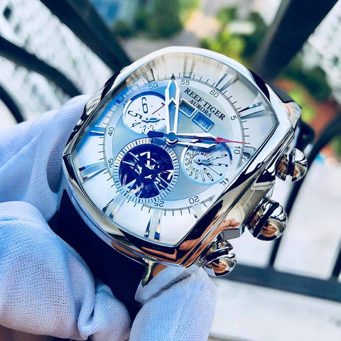 Reef Tiger/RT Top Brand Luxury Big Watch White Dial Mechanical Tourbillon Sport Watches Relogio Masculino RGA3069 ► Photo 1/6