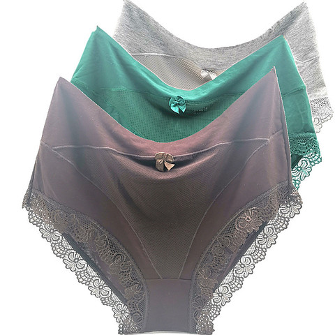 3Pcs/lot Ropa interior femeni Briefs Plus Size 6XL Modal Lace Soft elasticity Breathable Intimates Women's Panties Underwears ► Photo 1/6