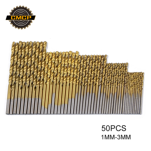 50Pcs 1/1.5/2.0/2.5/3mm Titanium Coated Twist Drill Bit High Steel for Woodworking Plastic And Aluminum HSS Drill Bit Set ► Photo 1/6