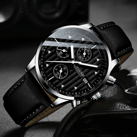 BELUSHI Fashion Leather Men Watches Chronograph Sport Quartz Watch Men Business Waterproof Luminous Wristwatch Relogio Masculino ► Photo 1/6