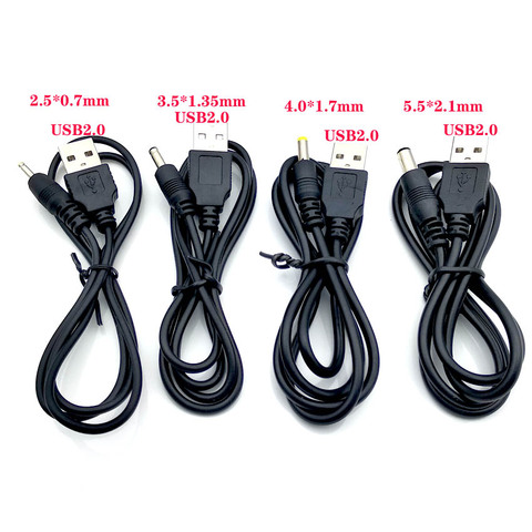 2PCS/lot USB Port to 2.5*0.7mm 3.5*1.35mm 4.0*1.7mm 5.5*2.1mm 5V DC Barrel Jack Power Cable Connector ► Photo 1/6