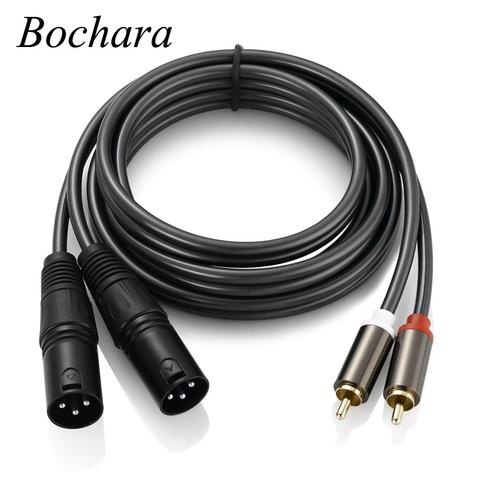 Bochara 1.5m 2RCA Jack Male to Dual XLR Male Cable OFC AUX Audio Cable Shileded For Amplifier Mixer ► Photo 1/6