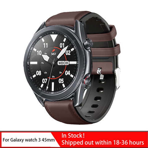 For Samsung galaxy watch 3 45mm Strap Silicone Leather watchbands Sport Bracelet 22mm Watch band For galaxy watch 46mm Gear S3 ► Photo 1/6