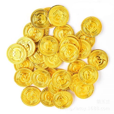 50Pcs Pirate Treasure Plastic Coin Props Bitcoin Coin for Halloween Party Cosplay Props Kids Party Toys Treasure Coin Play Money ► Photo 1/6