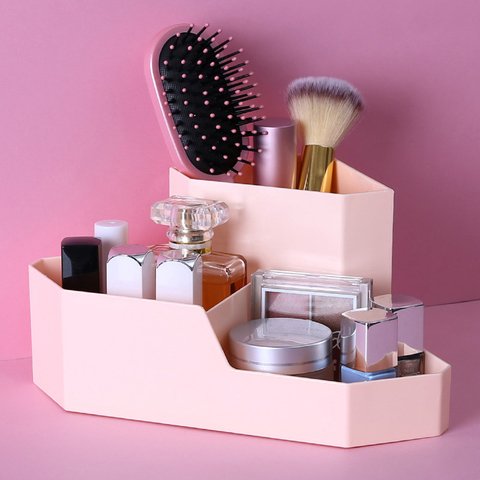 Cosmetics Storage Box Make Up Organizer Corner Desktop Box Organizing Plastic Household Storage Container ► Photo 1/6