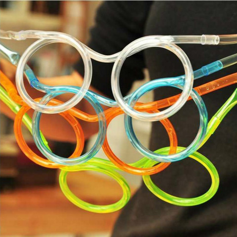 1pcs Funny Soft Plastic Glasses Straw Unique Flexible Drinking Tube Kids Party Bar Accessories Beer Colorful Homebrew ► Photo 1/6