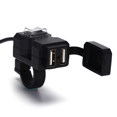 Motorbike Charger Adapter Power Supply Socket for Phone Motorcycle GPS MP4 Dual USB Port 12V Waterproof Handlebar ► Photo 1/6