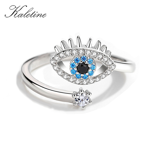 KALETINE Evil Eye Ring Open Luck Blue Stone Cubic  Zirconia 925 Sterling Silver Adjustable Finger Ring For Women Fine Jewelry ► Photo 1/5