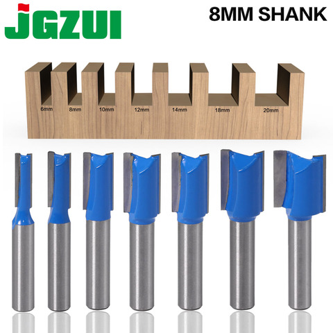 7PCS 8mm Shank Straight Woodworking Router Bit Set Carpenter Milling Cutter 6/8/10/12/14/18/20mm Cutting Diameter ► Photo 1/6