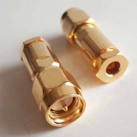 1X Pcs Connector SMA Male plug Clamp Solder for LMR195 RG58 RG142 RG223 RG400 Cable Coax Brass GOLD Plated Straight RF Adapters ► Photo 1/4