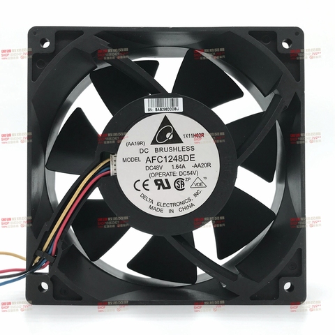 DELTA AFC1248DE 12cm 120mm 12038 120x120x38mm 48V 1.64A 4 wire 4pin double ball bearing large air volume server cooling fan ► Photo 1/2
