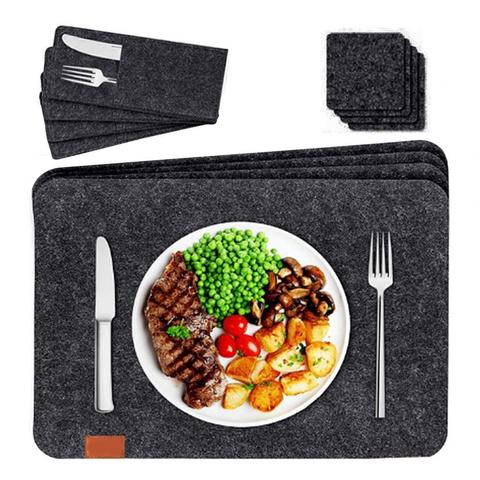 12 Pcs Fashion Rectangle Felt Placemat Multifunctional Practical Convenient Cup Coaster Kitchen Table Mats Set Hot Sale Cheap ► Photo 1/6