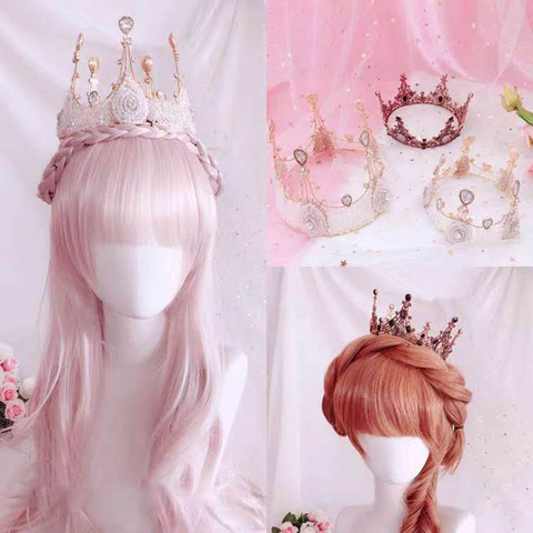 Crown European Palace Baroque Princess Crown Crown Pearl Butterfly Rhinestone Headdress Birthday Crown Decoration ► Photo 1/6