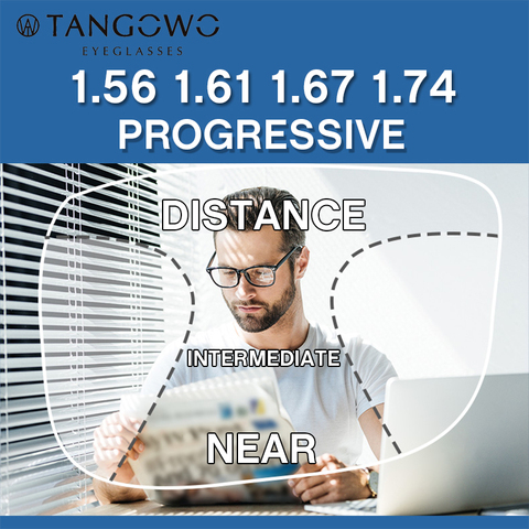 TANGOWO 1.56 1.61 1.67 1.74 Index Progressive Lenses Free Form Multifocal Aspheric Resin Optical Prescription Brand Eye Glasses ► Photo 1/6