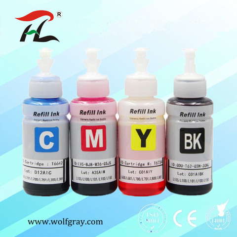 Compatible dye based refill ink kit for Epson printer L100 L110 L120 L132 L200 L210 L222 L300 L312 L355 L350 L362 L366 L550 ► Photo 1/6