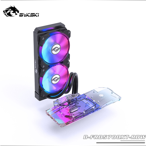 BYKSKI GPU Water Block for AMD Radeon RT5700XT /RT5700 With 240mm Radiator 2pcs Fan A-RGB Light GPU Heat Sink Liquid cooling pc ► Photo 1/6