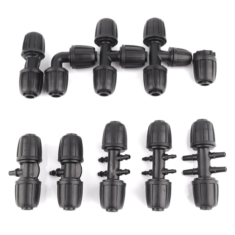 2pcs New 16mm LDPE Pipe Connectors Lock Nuts Garden Water Connector Gardening Watering Agricultural Irrigation Pipe Hose Joints ► Photo 1/6
