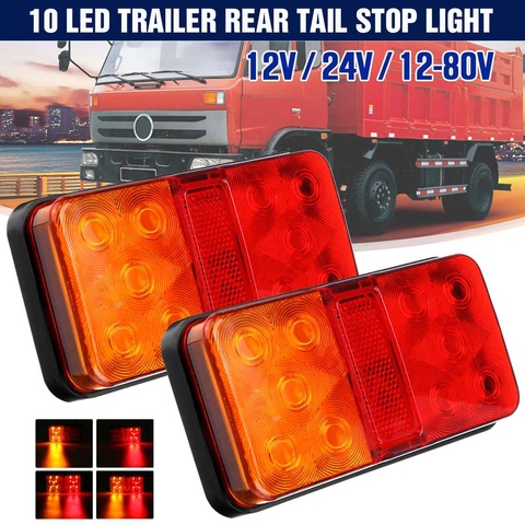 2PCS 12V 24V LED Car Truck Tail Light Taillight Turn Signal Indicator Stop Lamp Rear Brake Light for Trailer Caravan Lorry Bus ► Photo 1/6