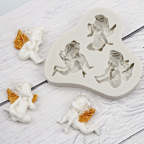 3 Small Angel Shape Liquid Silicone Mold Fondant Mold Cake Decorating Tools Chocolate DIY Cooking D166 ► Photo 1/5