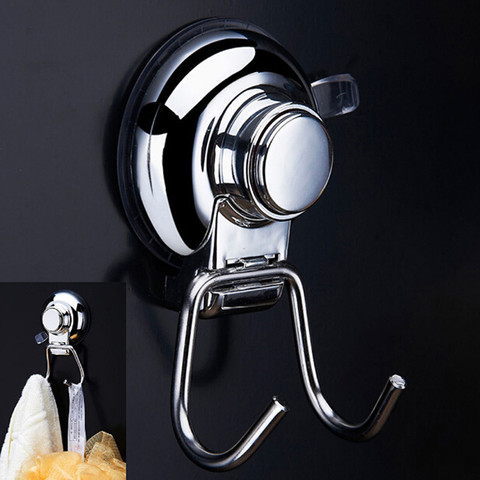 Stainless Steel Removable Vacuum Suction Cup Swivel Double Wall Hook Hanger For Towel Robe Bathroom Kitchen Holder ► Photo 1/6