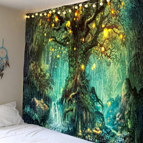 Forest life tree tapestry landscape wall hanging tapestry living room decoration lantern tree tapestry magic home decoration tap ► Photo 1/6