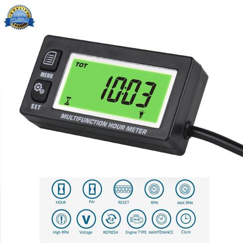 Tachometer Functional Digital Inductive Gasoline Engine Hour Meter Voltmeter with Clock 2 & 4 Stroke Tachometer Maintenance ► Photo 1/6