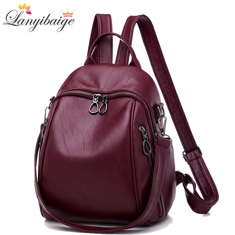 2022 Hot High Quality Leather Backpacks Women High Capacity Travel Backpack School Bags For Teenage Girls Shoulder Bag Mochilas ► Photo 1/6