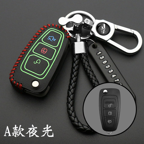 Leather Car Remote Key Cover Case For Ford Focus 3 4 ST RS Mondeo MK3 MK4 Fiesta Fusion Kuga 2013 2014 2015 2017 2022 ► Photo 1/3