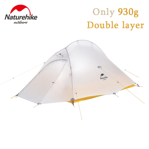 Naturehike New 10D Cloud Up 2 Camping Tent 1-2 Person 950g Nylon Silicone Waterproof Portable Hiking Tent With Free Mat ► Photo 1/6