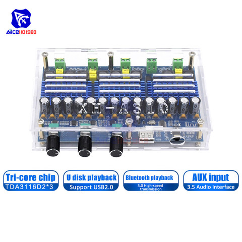 diymore TPA3116D2 Bluetooth 5.0 Audio Stereo Amplifier Board 4 CH 2x50W+2x100W Digital Power Amplifier Module DC 12 -24V XH-A310 ► Photo 1/6