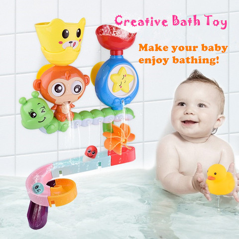 Baby Cartoon Monkey Classic Shower Bath Toy Marble Race Run Track Kids Bathroom Play Water  Bathing Shower Educational Kid Toys ► Photo 1/6