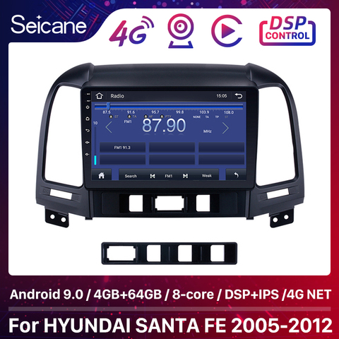 Seicane 2 din Android DVD Player Bluetooth GPS Navigation Radio for 2005 2006 2007 2008 2009 2010 2011 2012 HYUNDAI SANTA FE ► Photo 1/6