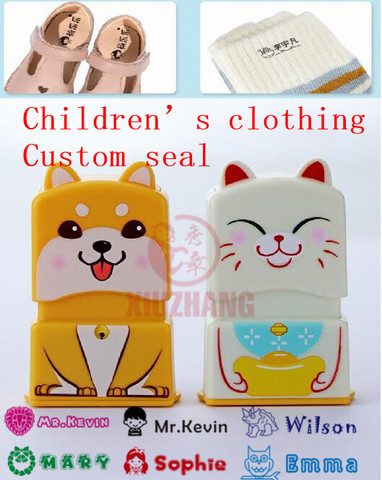 Custom cute kitten stamp baby children teacher cartoon kindergarten name student clothes non-fading small animal inking seal ► Photo 1/6