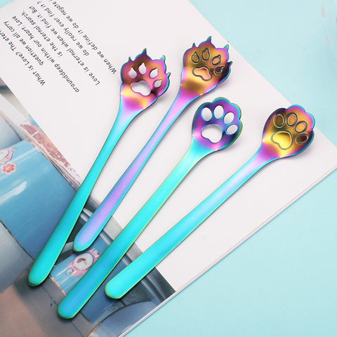 Stainless Steel Coffee Tea Spoon Tableware Cat Dog Claws Stirring Dessert Spoons Musical Guitar Notes Spoons Kitchen Accessories ► Photo 1/6