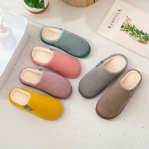 Women Home Furry Sandals Men Shoes For Bedroom Size 36-45 Soft Plush Cotton Cute Slippers Lady Winter Non Slip Floor Indoor ► Photo 1/6