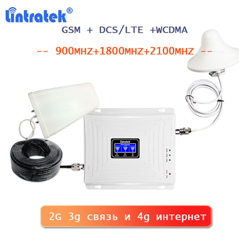 lintratek 2g 3g 4g signal booster gsm lte 4g internet signal amplifier 900 1800 2100 wcdma umts 2g 3g call telephone repeater ► Photo 1/6